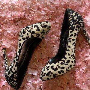 White House Black Market "Animal" Leopard Print Calf Hair High Heels Pumps